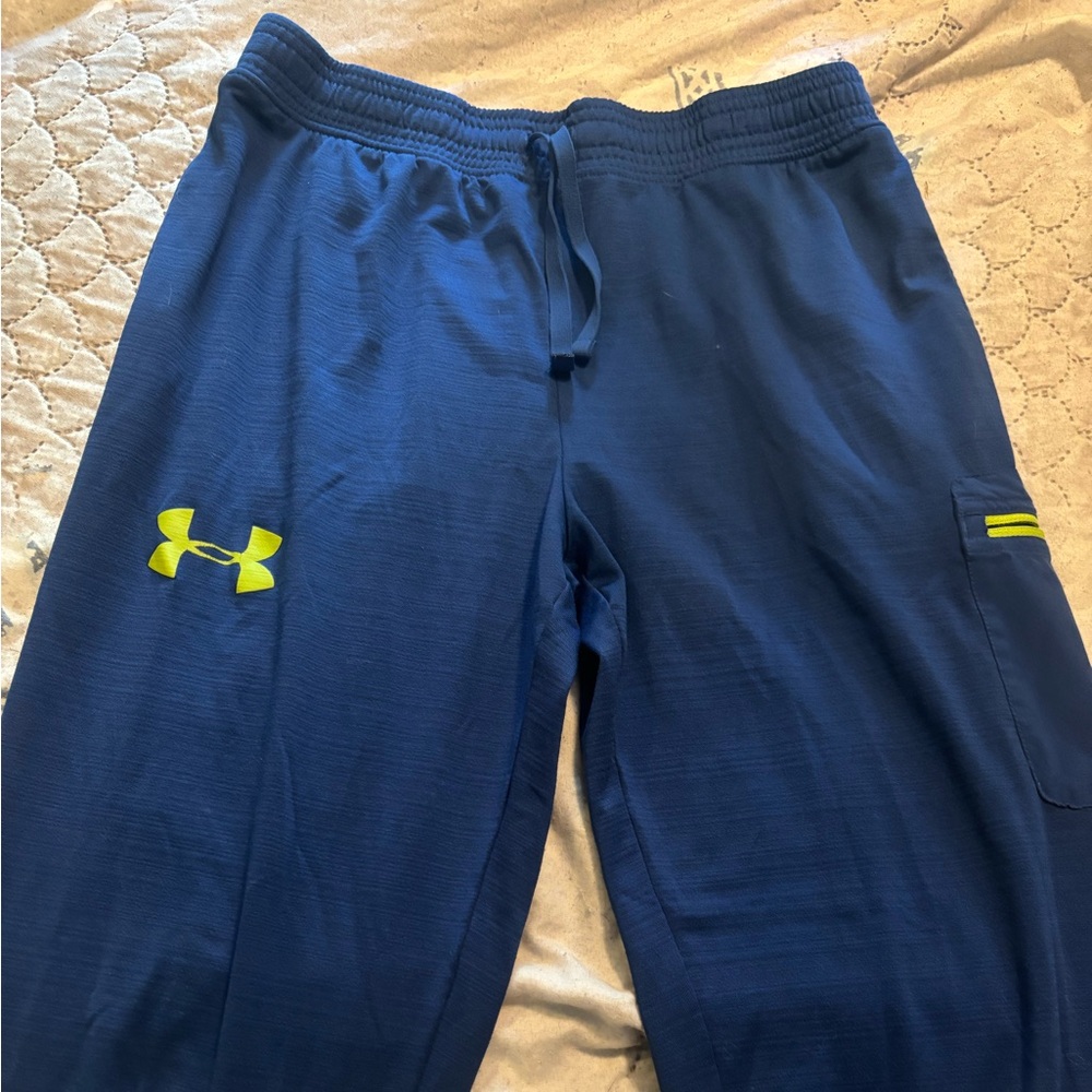 Under Armour Blue Joggers with Yellow Logo